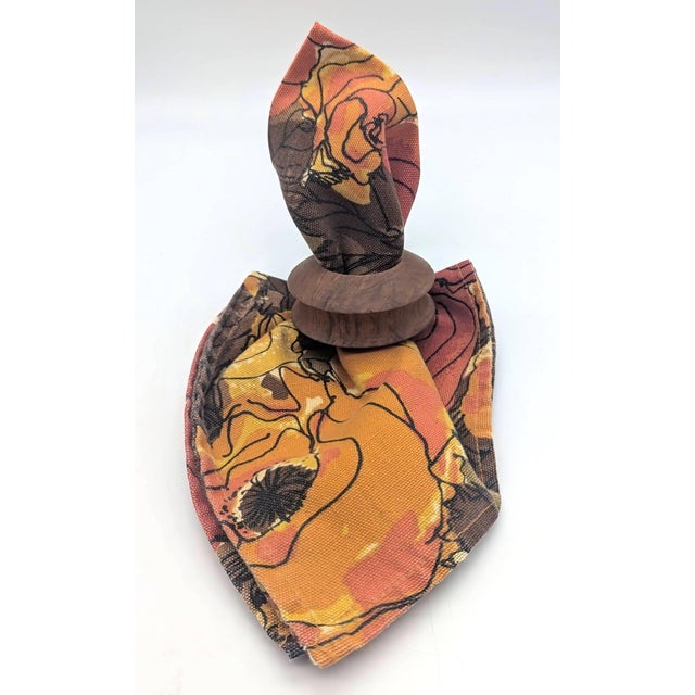Saffron 1970's Vera Neumann "Autumn" Cotton Napkins, Set of 11 For Sale - Image 8 of 12