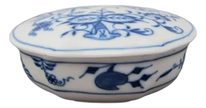 Meissen Crossed Swords Blue Onion Small Oval Jar Box With Lid