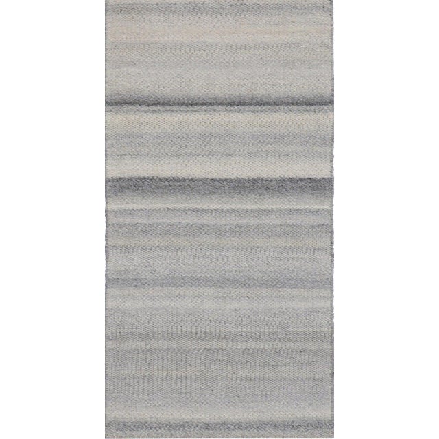 4x6 Gray Handwoven Wool Viscose Subtle Linear Texture Geometric Carpet Rug For Sale - Image 12 of 12