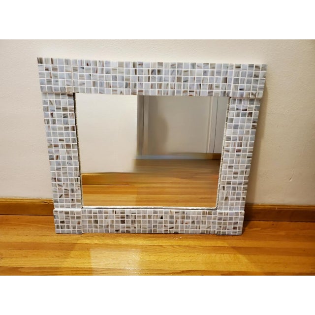 Contemporary 1990s Large Original Handcrafted Pearlescent Tile Mirror For Sale - Image 3 of 10