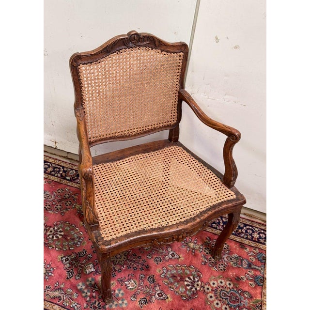 Wood Louis XV Office Chair in Carved Walnut For Sale - Image 7 of 9