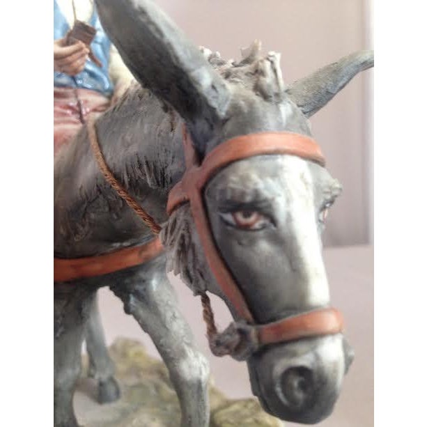Italian Vintage Italian Capodimonte Porcelain Figurine of Boy Riding Donkey With Cart by Dino Bonalberti For Sale - Image 3 of 8