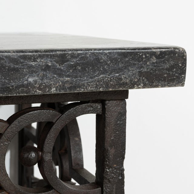 Neoclassical Wrought Iron Console With Belgian Bluestone For Sale - Image 12 of 12