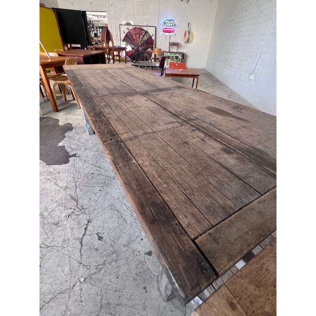 Vintage Extra Long Rustic Farm Table For Sale In Phoenix - Image 6 of 13