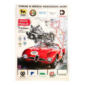 1990 Italian Racing Poster, Comune Di Brescia Assessorato Sport - 1000 Miglia Trofeo Fin-Eco