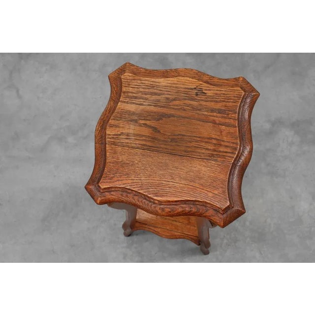 Wood Tall Art Deco Oak Pedestal with 2 Levels, France, 1910s For Sale - Image 7 of 11