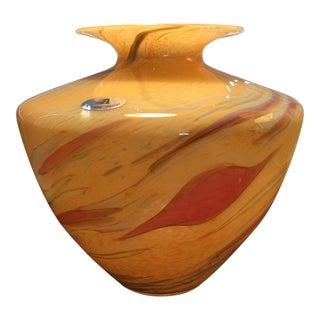 Vintage Maestri Vetrai Murano Handblown Glass Vase For Sale