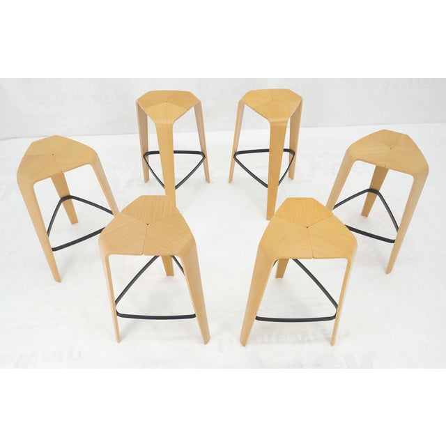 Set of 6 Molded Bent Plywood Bar Stools by Davis MINT! For Sale - Image 12 of 13