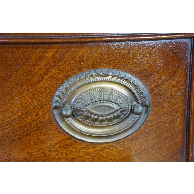 Mid Century Sheraton Style Mahogany Bow Front China Curio Display Cabinet 82" For Sale - Image 15 of 18