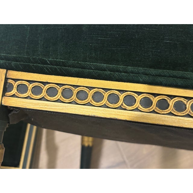 Green Vintage French Louis XVI Style Square Back Fauteuils - A Pair For Sale - Image 8 of 16