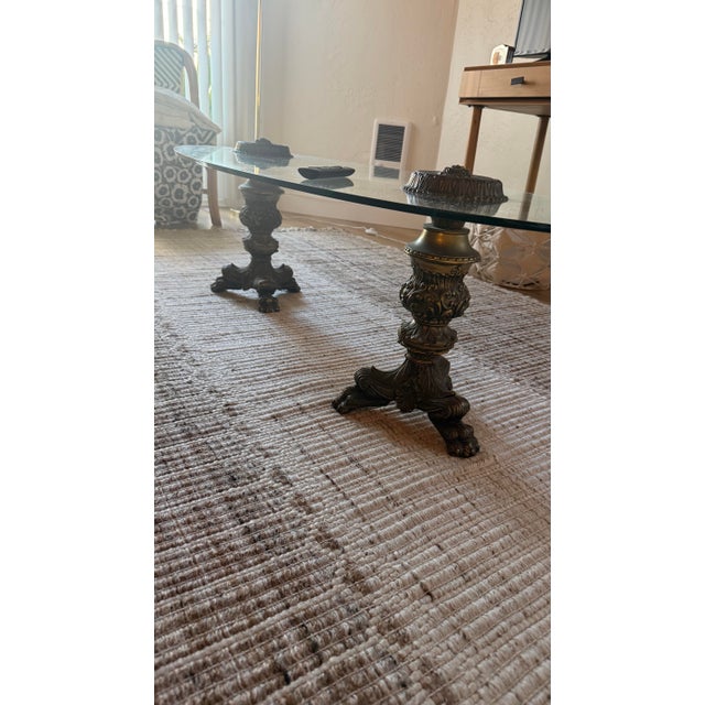 Brass Legs with Oval Glass top can change the glass to stone or other material Easy to transport legs disassemble from top...