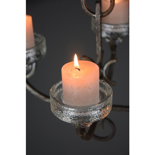 Mid-Century Modern Wrought Iron and Glass Ceiling Candle Holder from Iittala, 1970s For Sale - Image 9 of 12