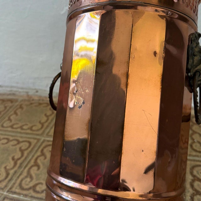 Copper Vintage Copper Umbrella Stand with Lion Handles, 1950s For Sale - Image 8 of 10