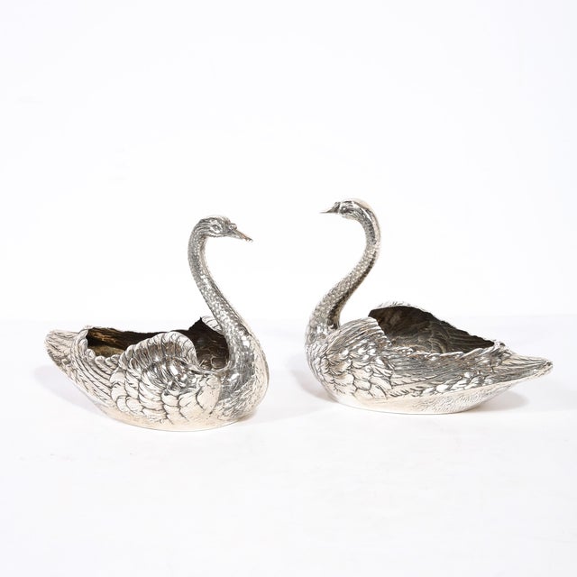 Gorham Silver Co. Pair of Sterling Silver Swan Decorative Bowls Signed Gorham Sterling For Sale - Image 4 of 13
