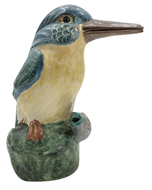 Large Colored Majolica Figure of a Kingfisher, 1960s