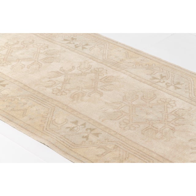 Mid 20th Century Muted Cream & Soft Aqua Floral Rug For Sale - Image 6 of 10