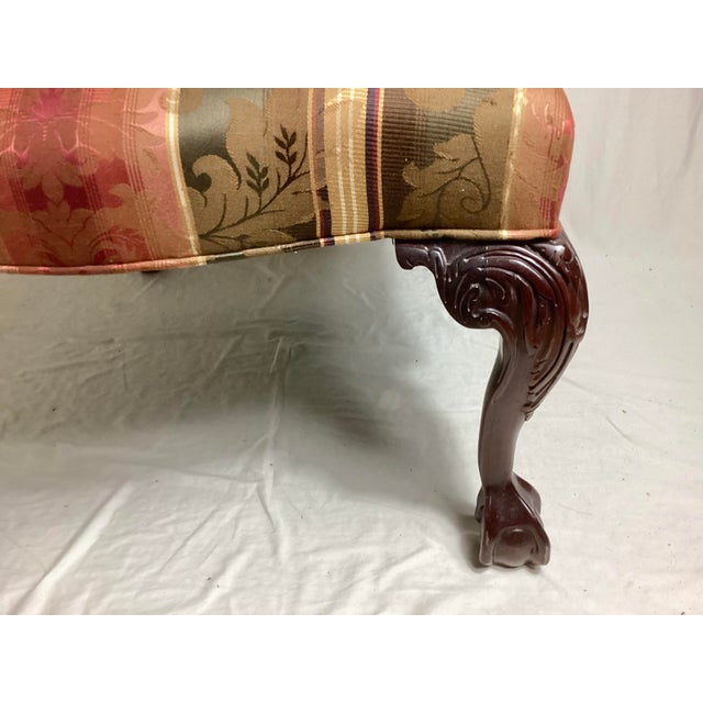Wood 1990s Chippendale Style Mahogany Ball & Claw Upholstered Armchair For Sale - Image 7 of 8