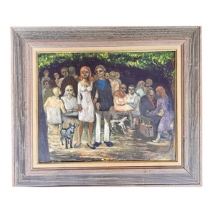 ALBERT PELS Mid Century Modern Oil Painting On Canvas WORMY CHESTNUT FRAME