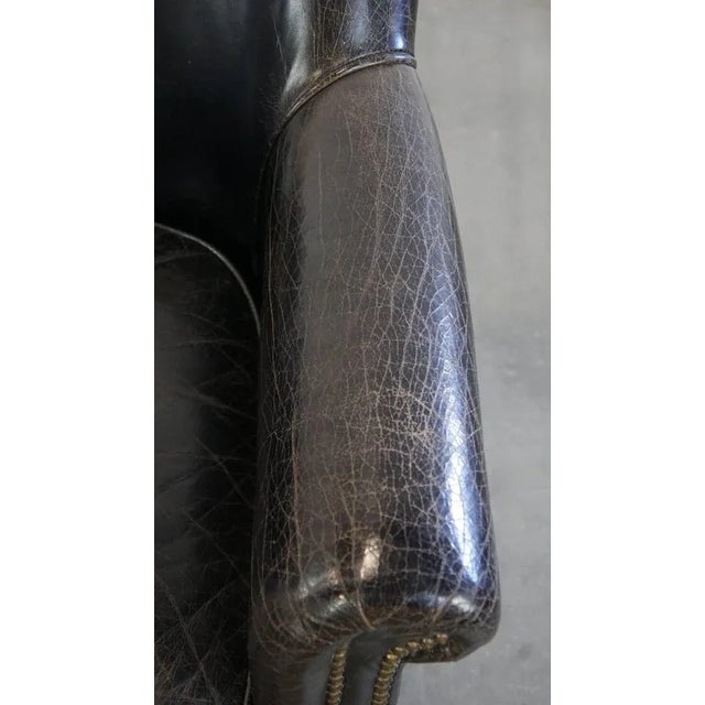 Black Black Grained Cowhide Armchair For Sale - Image 8 of 16