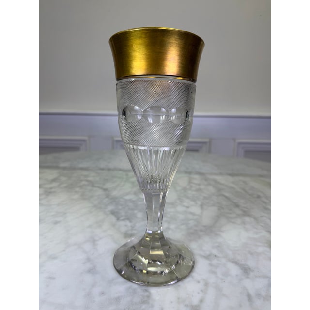 Moser Glassworks Vintage Moser "Splendid" Crystal Stemware Goblet With 24k Gold Rim For Sale - Image 4 of 9