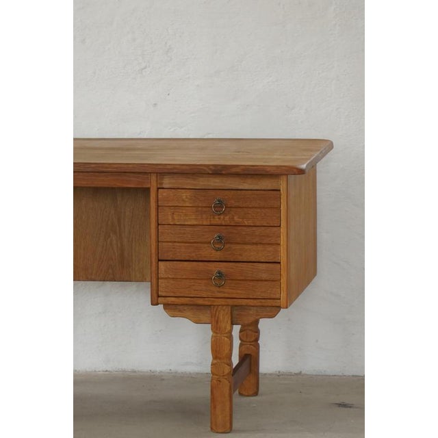 Mid-Century Modern Danish Freestanding Desk in Oak attributed to Henning Kjærnulf, 1950s For Sale - Image 17 of 18