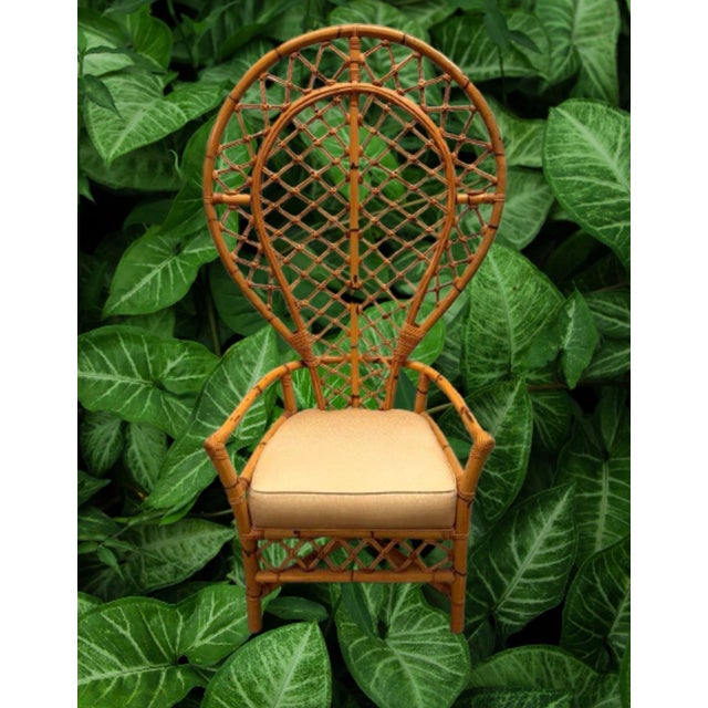 Copper 1970s Monumental Pair of Balloon Back Bamboo & Rattan Lounge Chairs For Sale - Image 8 of 12