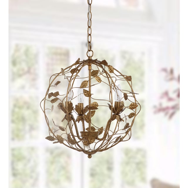 Modern Austen Gold Leaf Cage Chandelier - Gold For Sale - Image 3 of 5