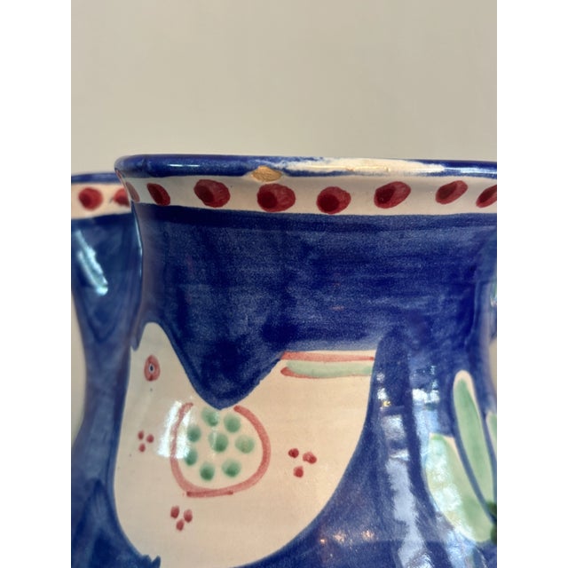 1980s 1980s Ceramica Solimene Vietri Blue Green Pitcher and Cup Serving Set For Sale - Image 5 of 6