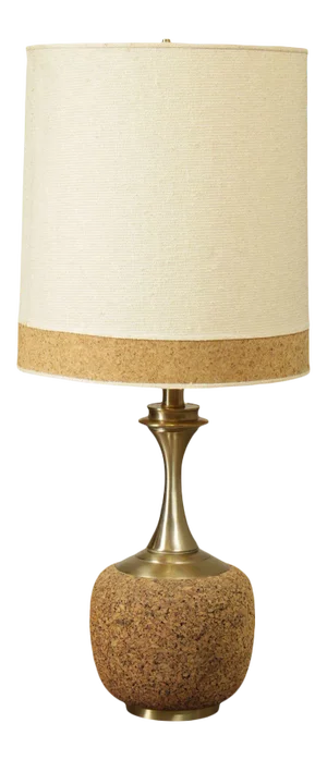 Mid Century Modern Cork and Brass Table Lamp - Honi Chilo