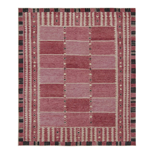 Rug & Kilim’s Scandinavian Style Rug with Pink Geometric Patterns - 5x8 For Sale