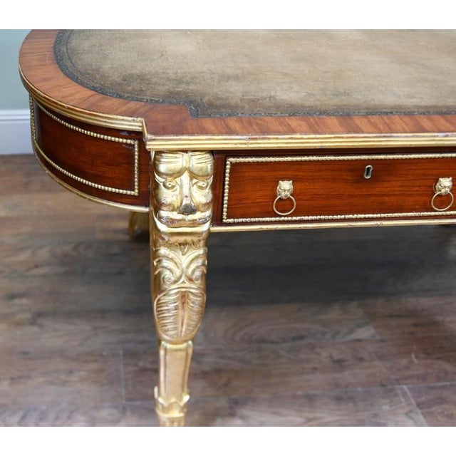 Hollywood Regency Regency Revival Gilt Mahogany Writing Table, 1880 For Sale - Image 3 of 12