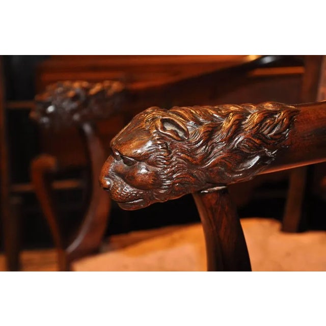 Period Russian Neoclassical Walnut Chairs With Lion Motif - a Pair For Sale In Boston - Image 6 of 10