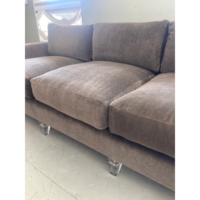 Gray Charles Hollis Jones Lucite and Mohair Sofa For Sale - Image 8 of 13