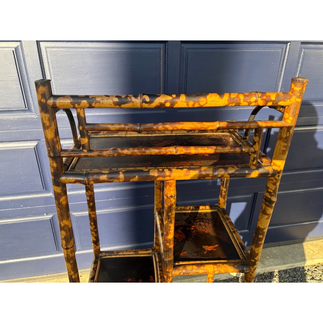 Bamboo Etagere With Chinoiserie Panels, 19th Century For Sale - Image 13 of 14