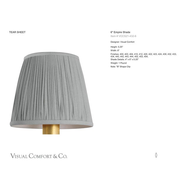 Visual Comfort Signature 6" Pleated Blue Linen Shade Designer: Visual Comfort Signature Height: 5.25" Base: Shade Details:...