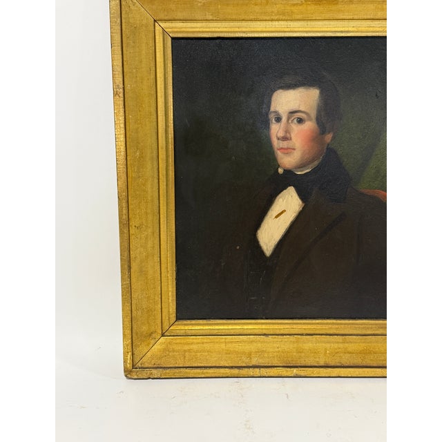 Mid 19th Century American Folk Art Portrait of a Gentleman, Circa 1840-1860 New England School For Sale - Image 5 of 8