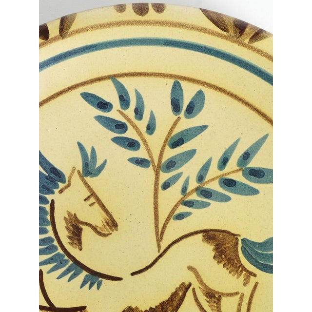 Folklore Ceramic Wall Plate with Horse by Tapio Kinnunen for Kupittaan Savi, 1950s For Sale - Image 6 of 12