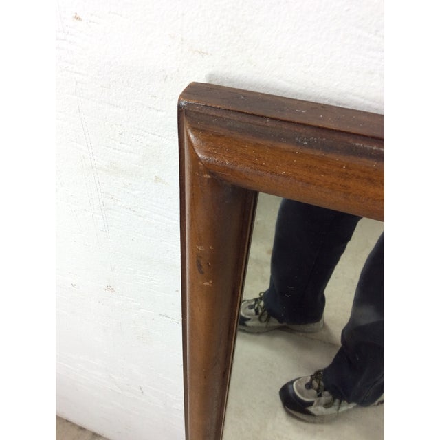 1960s Pair of Mid Century Modern Rectangular Wall Mirrors With Thin Walnut Frame For Sale - Image 5 of 18