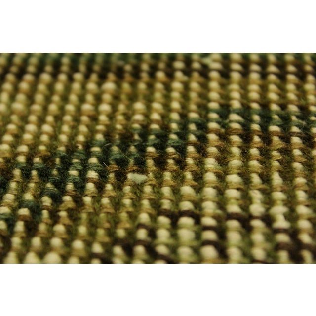 Textile Vintage No Pile Persian Green/Gray Wool Rug - 10'1'' X 13'0'' For Sale - Image 7 of 10