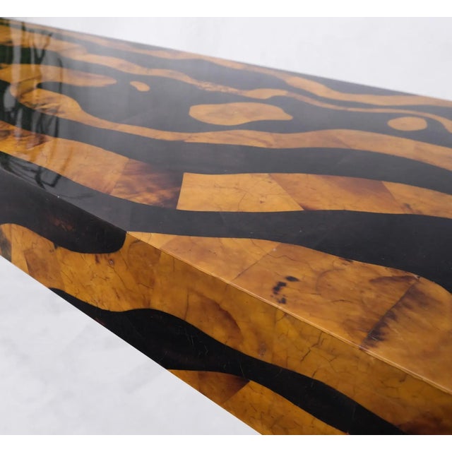 Black Modern Tiger Pattern Tessellated Stone Cabriole Legs Console Sofa Table For Sale - Image 8 of 13