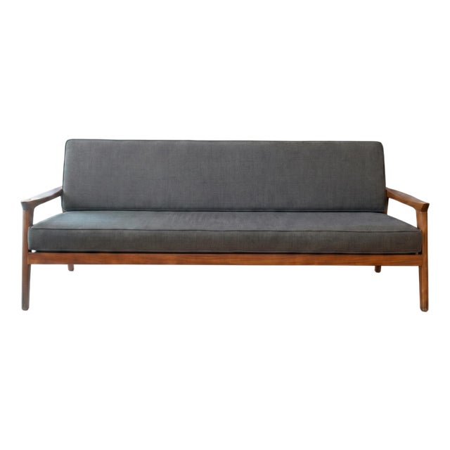 Contemporary Grey Wool Parker Sofa | Modern Upholstered Luxury Three-Seat Seating For Sale