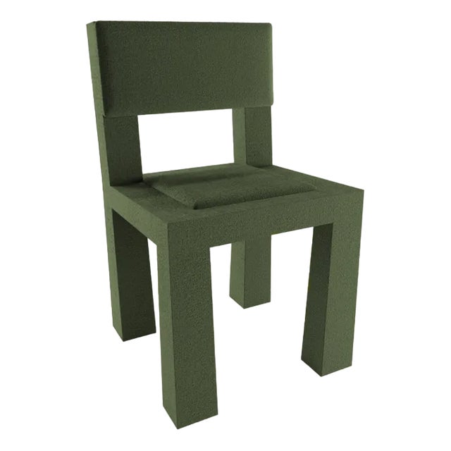 Modern Raw Chair in Green Bouclé from Collector For Sale