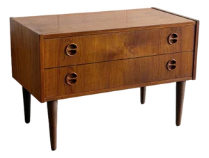 Vintage Danish Modern Teak Small Dresser / 2 Drawer Chest – Scandinavian MCM