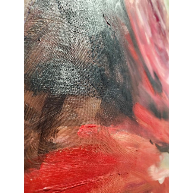 Textile Large Signed Contemporary Figurative Acrylic Painting in Ornate Wood Frame For Sale - Image 7 of 14