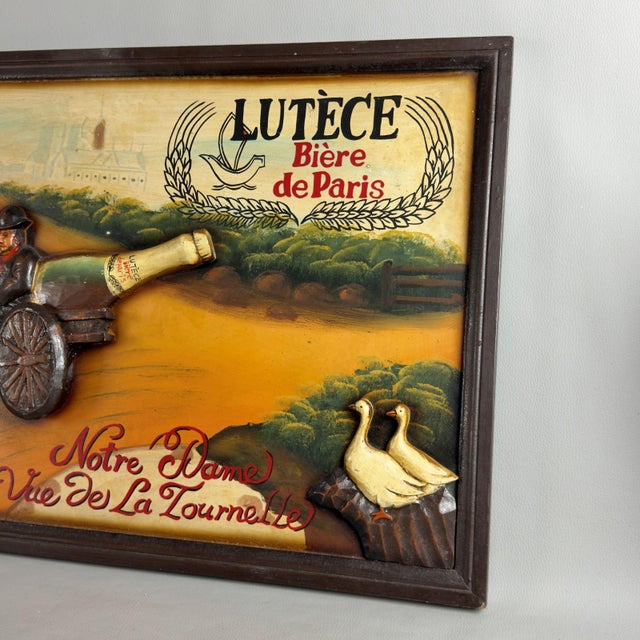 Lutèce Bière de Paris Beer Relief Advertising Panel from Artigianale, 1970s For Sale - Image 5 of 11