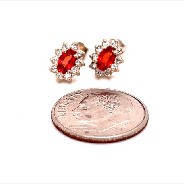 Traditional Natural Sapphire Diamond Stud Earrings 14k Gold 0.70 TCW Certified For Sale - Image 3 of 10
