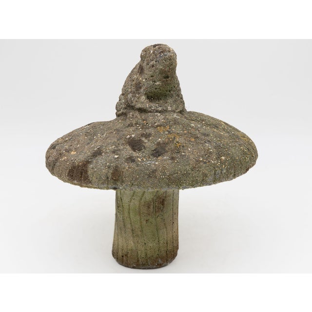 Whimsical and quietly charming, this English Mid 20th C. composite stone garden figure features a toad perched contentedly...