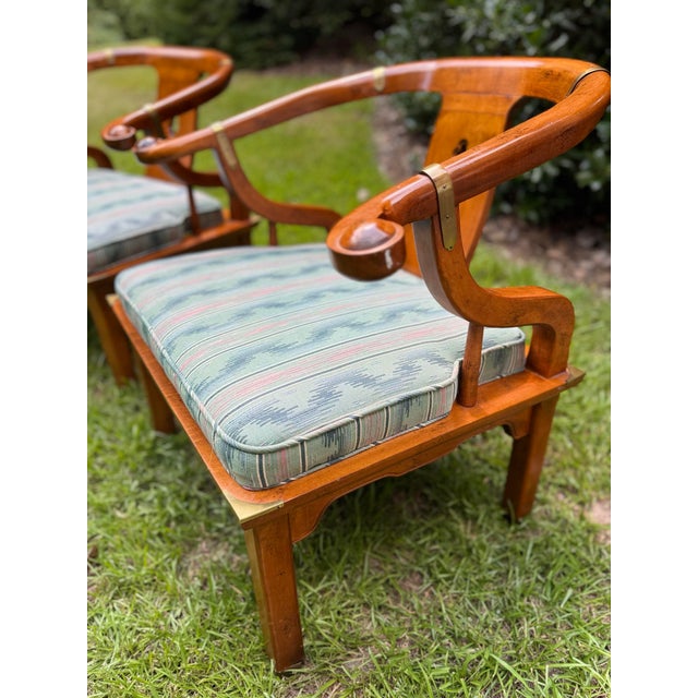 Mid 20th Century Mid 20th Century Pair of James Mont Style Ming Chairs- Asian Inspired Wooden Chairs For Sale - Image 5 of 12