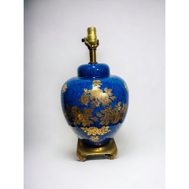 1930s Blue and Gold Leaf Chinese Table Lamp For Sale In Los Angeles - Image 6 of 6
