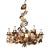 1960s Hollywood Regency Gilt Metal and Glass Roses Chandelier, Italy For Sale